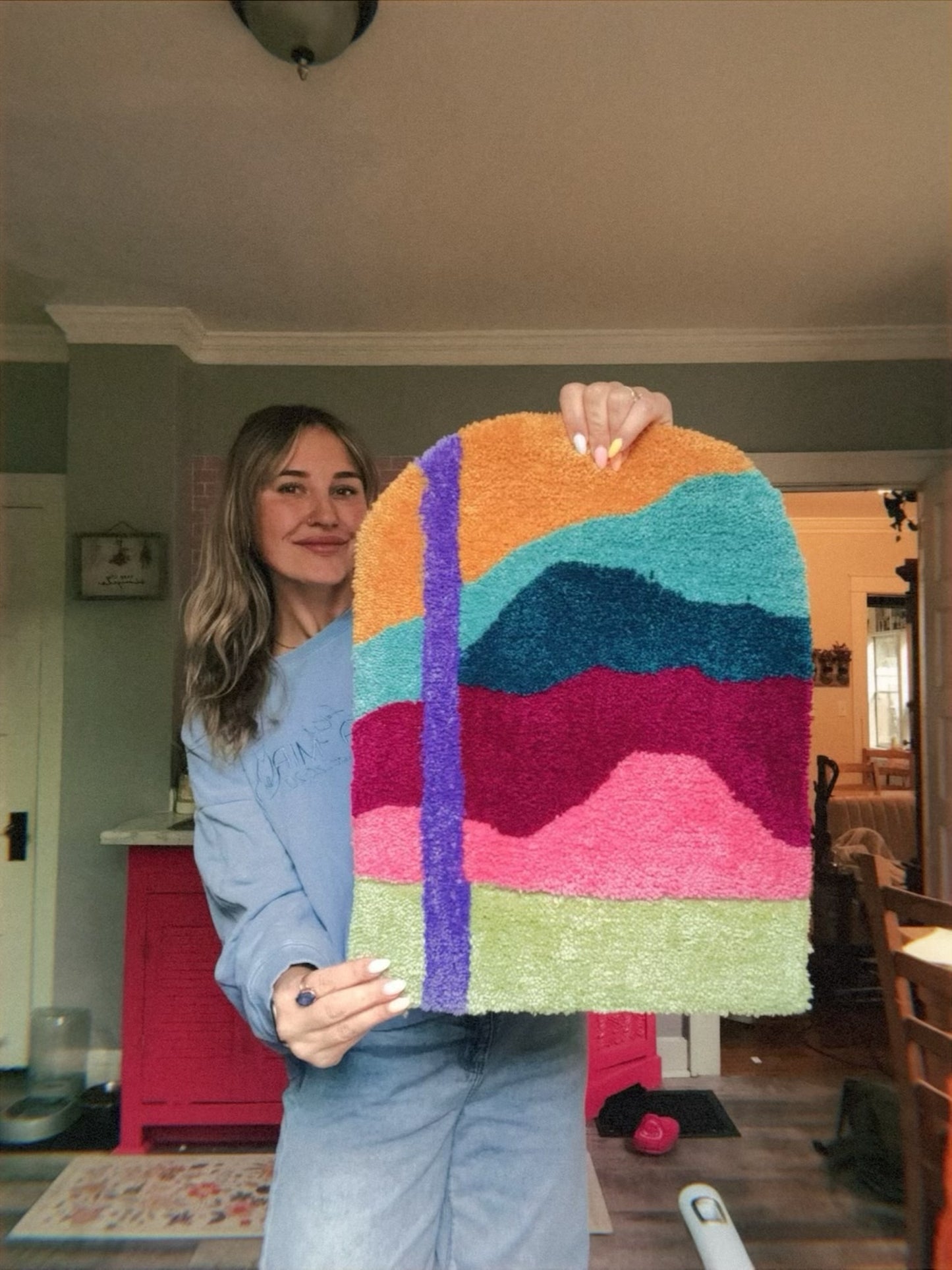 Tufted Wall Art (Jewel Tone Mountain Space)