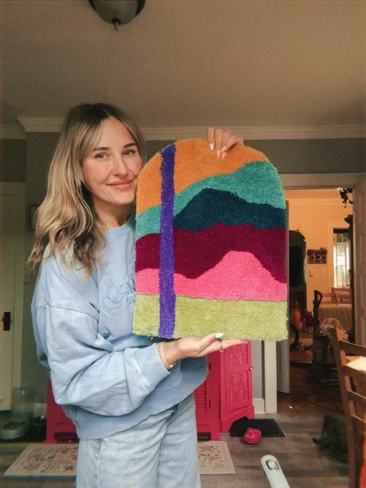 Tufted Wall Art (Jewel Tone Mountain Space)